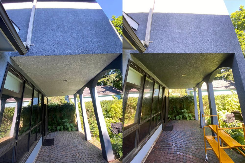 photo of handyman ottawa exterior painting stucco before and after pic